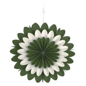 Gorgeous Green White Decorative Paper Fan Lamp Wholesale