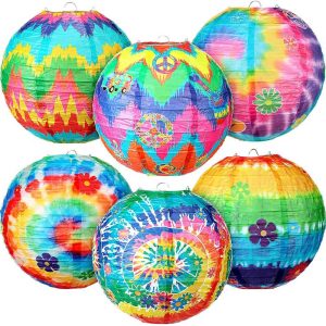 Hippie Groovy Party Paper Lanterns Tie Dyed Paper Lanterns Wholesale