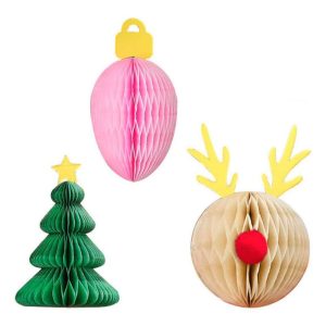 Tissue Paper Honeycomb Christmas Present Toppers for Christmas Gifts