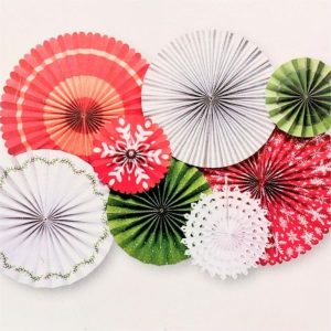 Personalized Christmas Paper Fan Decorations Photo Backdrop Decor
