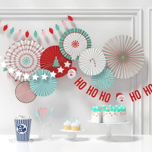 Fancy Paper Fan Decorations With Cutesy Peppermint And Candy Cane Designs