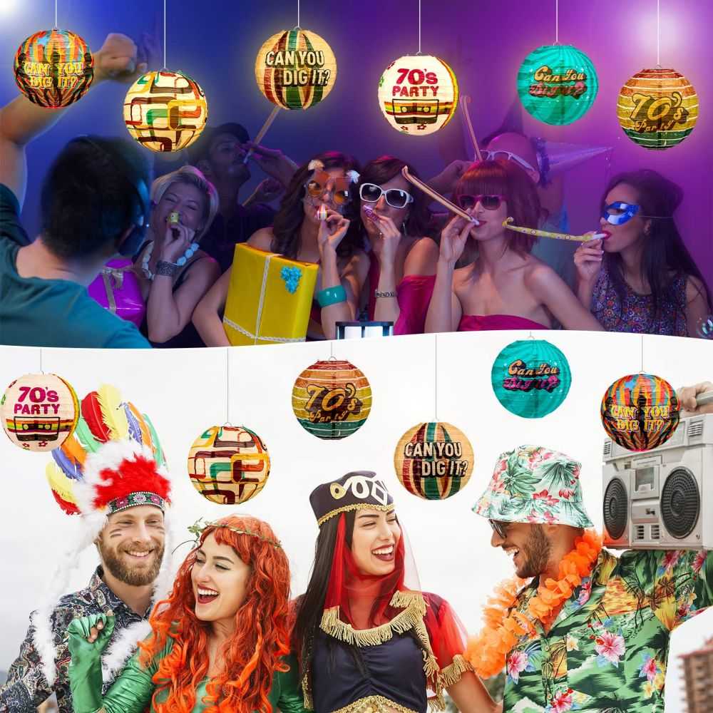 Retro Disco Party Hanging Paper Lanterns Personalized 70's Party Decorations