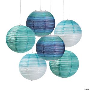Seaside Ombre Hanging Round Paper Lanterns Wholesale