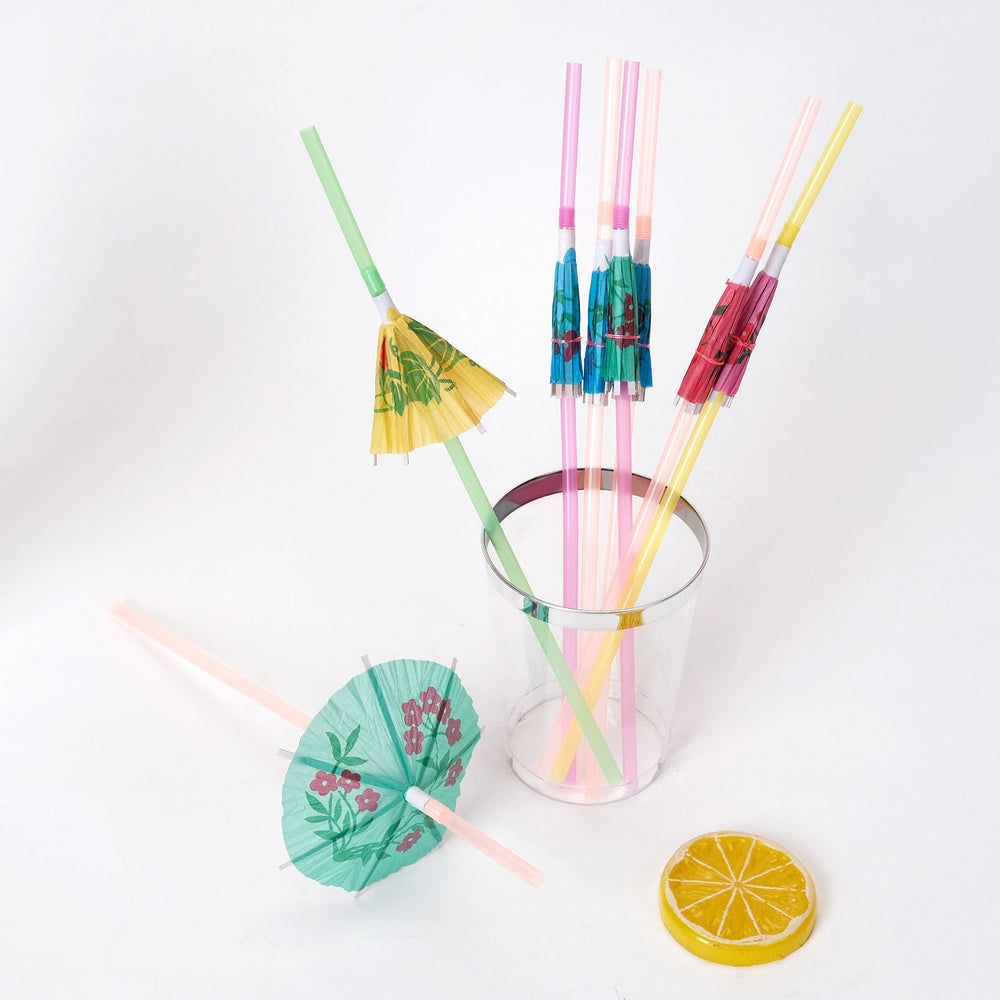 Umbrella Luau Party Drinking Straws