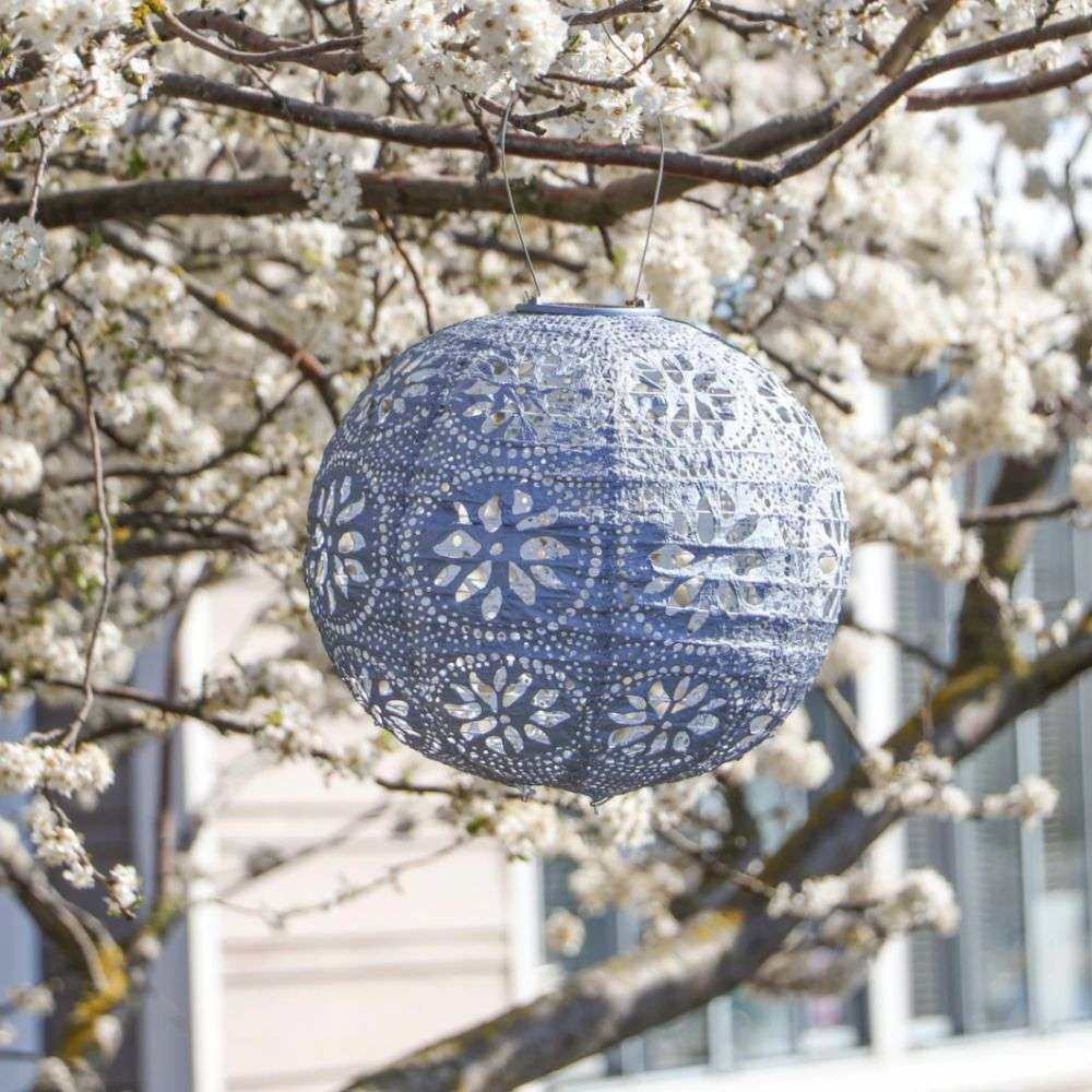 Boho Globe Metallic Blue Lantern