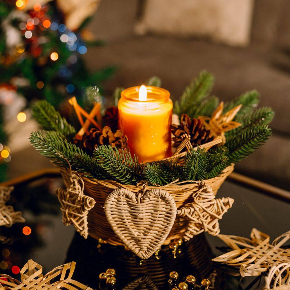 Set Christmas rattan star for scented candles