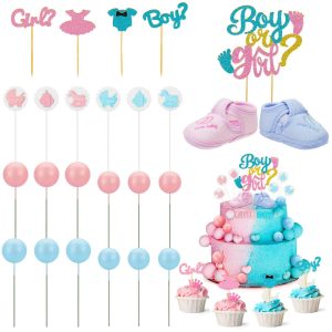 Boy or Girl Cake Topper Mini Balloon Cake Picks Gender Reveal Party Supplies