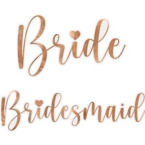 Glass stickers Bride Bridesmaid rose gold 1