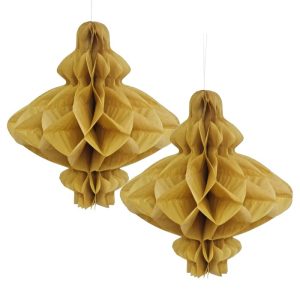 Bulk Customized Gold Paper Hanging Honeycomb Lanterns Eid Party Decoration