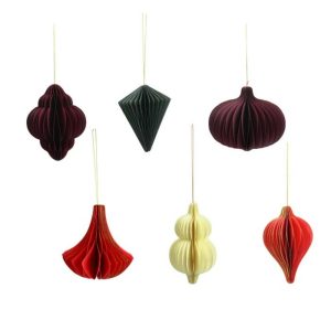 Bulk Mini Glitter Edge Hanging Paper Honeycomb Ornaments for Christmas