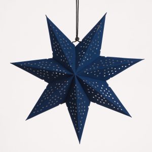 Dark Blue Round Hole Hollow Flocking Craft Paper Star Light Christmas Decoration