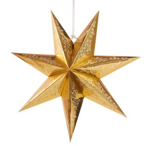 Personalized Gold Embroidered Paper Lantern Christmas Star Decoration