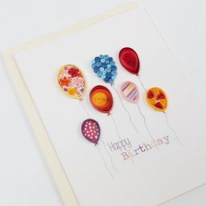 Happy Birthday Handmade Balloon Themed Quilled Card Factory