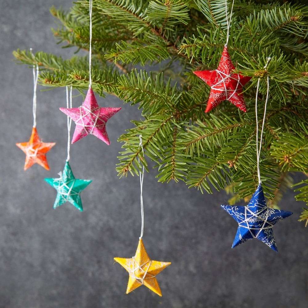 Mini Colorful Paper Stars Ornament Set of 6 (1)