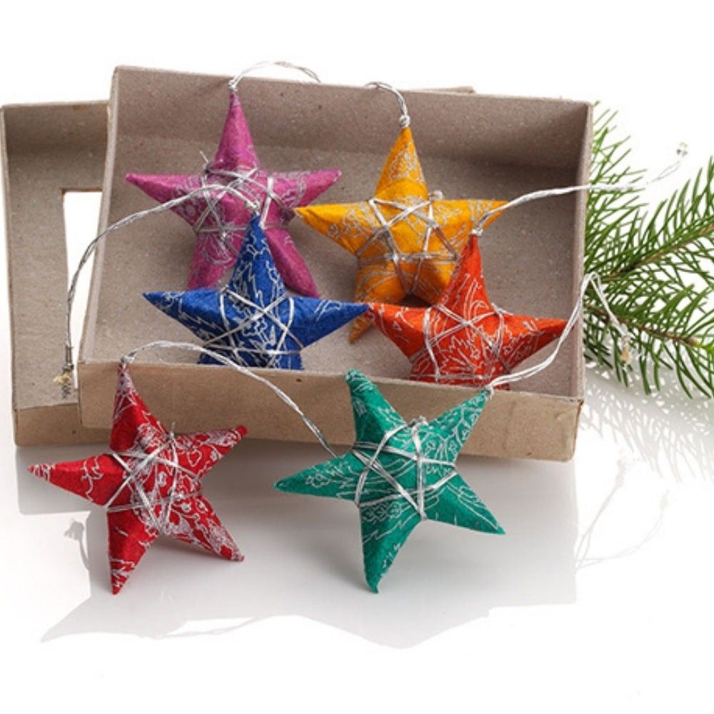 Mini Colorful Paper Stars Ornament Set of 6 (3)