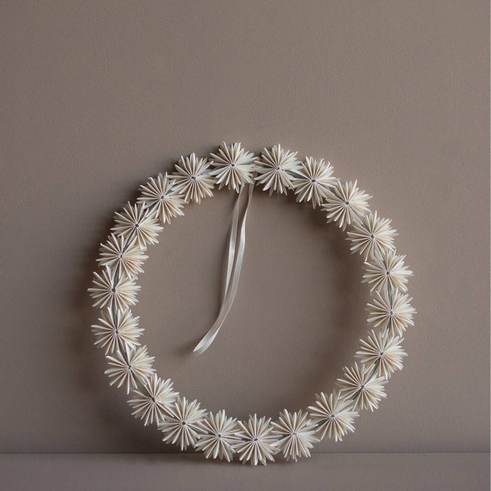 Paper flake wreath Christmas decoration_ White DBKD(1)