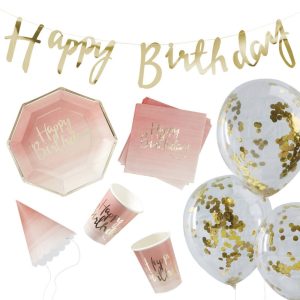 Pink Ombre Foiled Happy Birthday Party Pack Happy Birthday Supplies Factory