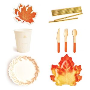 Orange Autumn Themed Disposable Tableware Kit Supplier