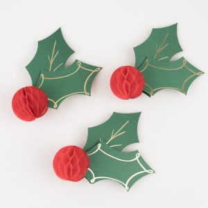 Holly Honeycomb Place Cards Christmas Ornaments Factory