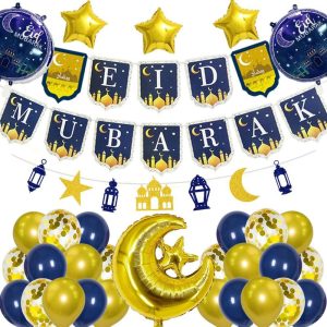 Personalized Eid Glitter Party Decorations for Muslim Festival Party