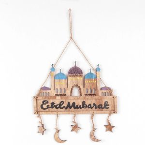 Ramadan Eid Mubarak Wooden Party Wall Hanging Decoration Factory
