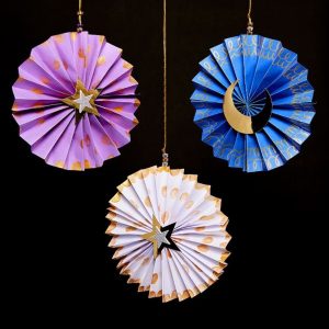 Personalized EID Moon and Star Paper Fan Decorations Supplier