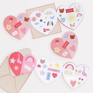 Heart Concertina Valentine Cards Stickers Packs Wholesale