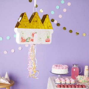 Blue Panda Small Floral Castle Pull String Pinata y 3