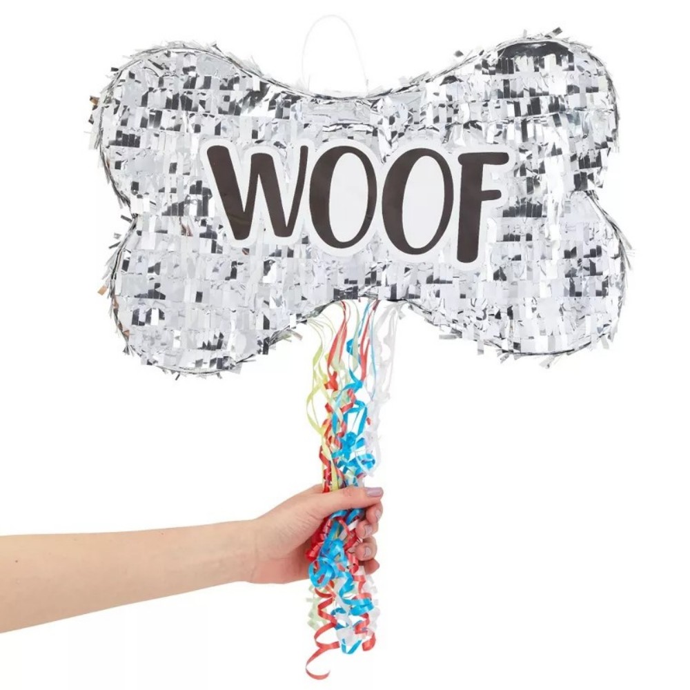 Blue Panda Small Silver Dog Bone Pinata with_yythkg