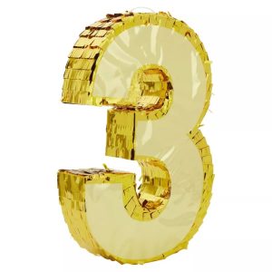 Number 3 Gold Foil Party Pinata Centerpiece Decorations Factory