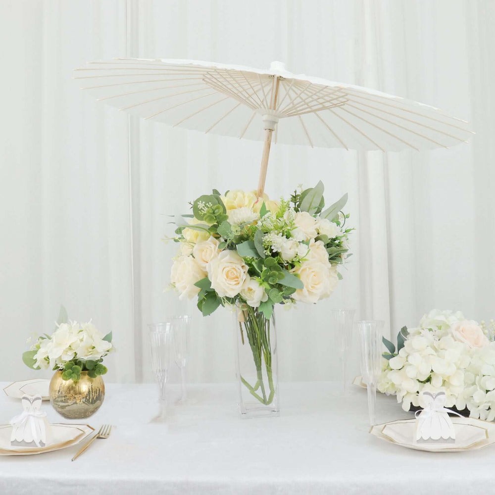 Two White Parasol Umbrellas 32 Inches
