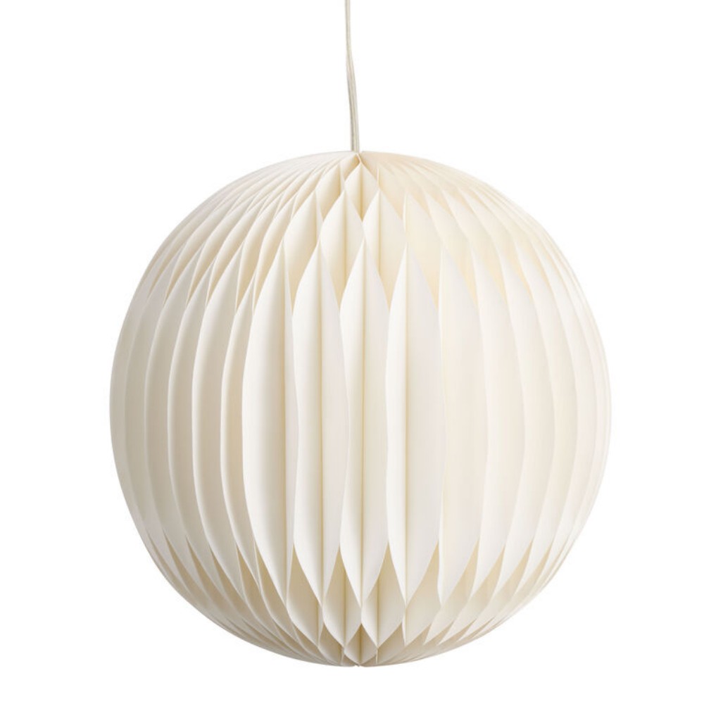 White Pleated Paper Globe Collapsible Hanging Lantern_yyth