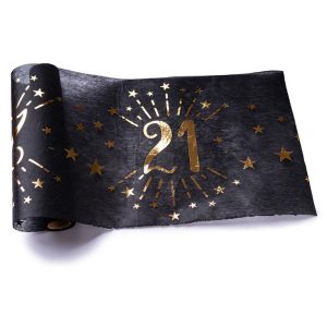 Black & Gold Sparkle Table Runner 21st Milestone Birthday Supplies Supplier