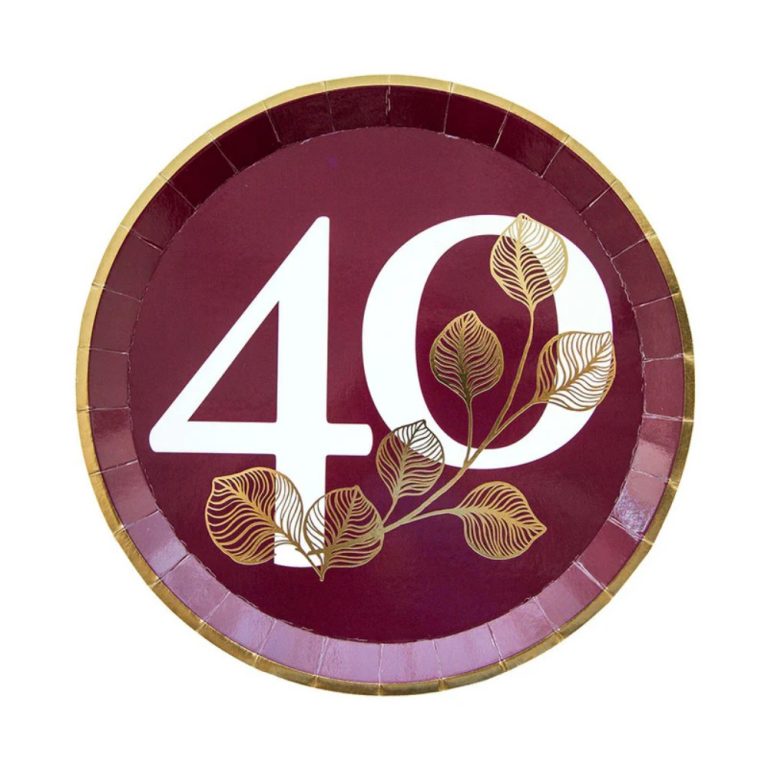 40th Birthday Mauve Dinner Plates (x8) (1)