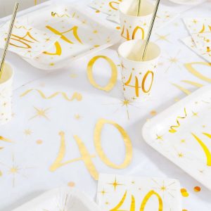 White & Gold Sparkle Table Runner Milestone Birthday Decorations Factory