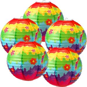 Tie Dyed Groovy Paper Lanterns 1960s Hippie Birthday Party Decorations