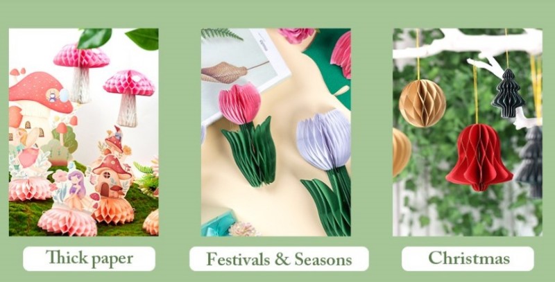 Sunbeauty's latest collection of paper honeycomb decorations