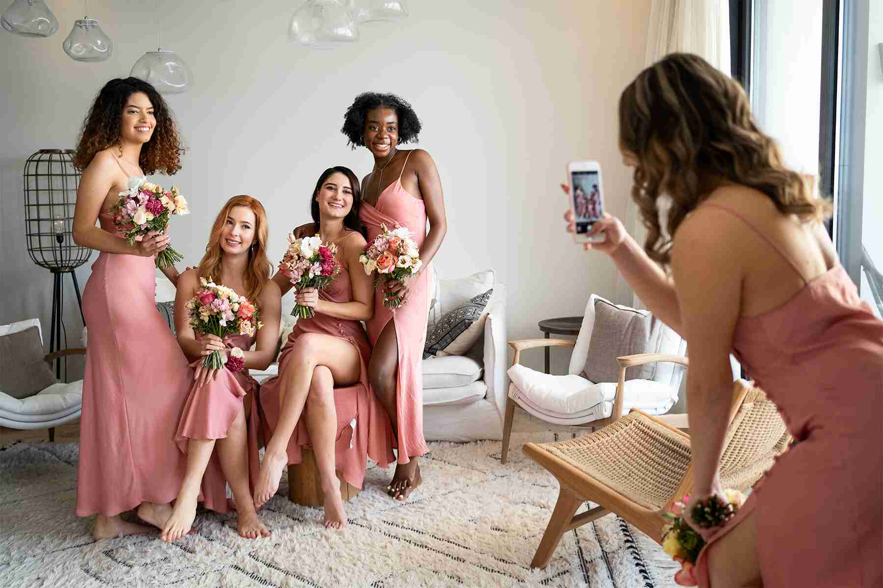 bachelorette party celebrating with team bride