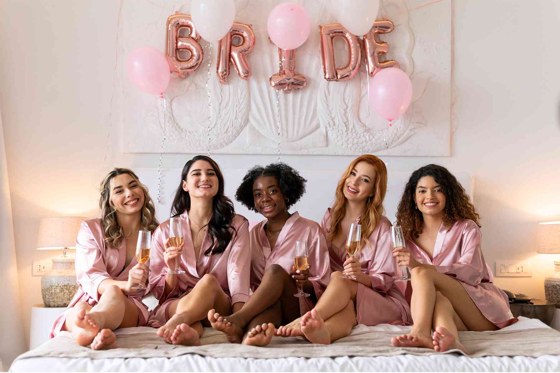 smiley women sitting together bridal shower celebration