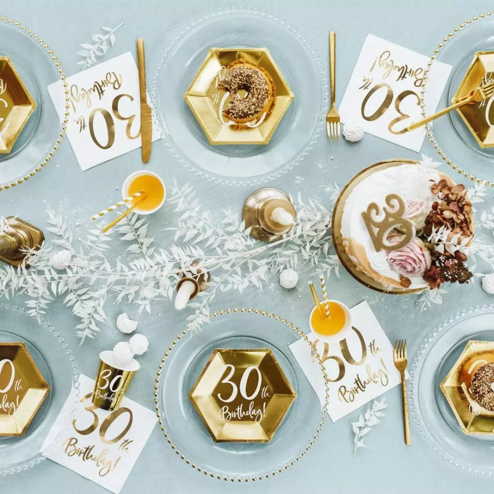 30th Milestone Birthday Gold Plates Party Tableware