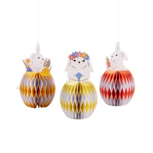 Sunbeauty Custom Garden Bunny Two Toned Paper Honeycomb Decoration Set of Three