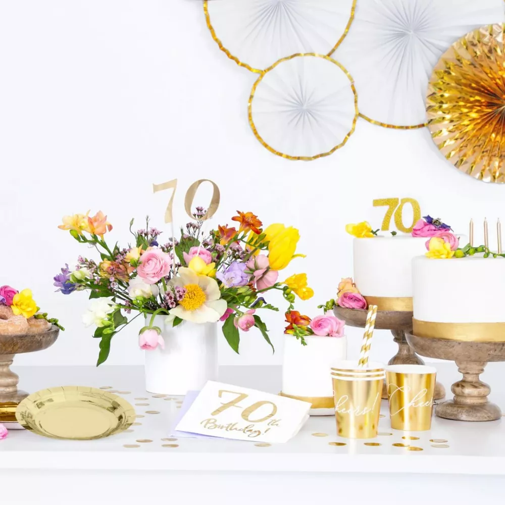 70th Birthday Cocktail Napkins Party Deco Milestone Cake Toppers
