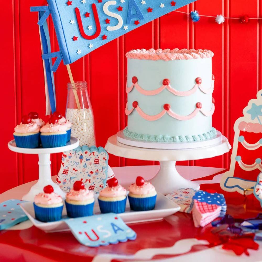 Patriotic Picnic Party Pattern Cocktail Napkin Summertime Pattern Cocktail Napkin Party Supplies