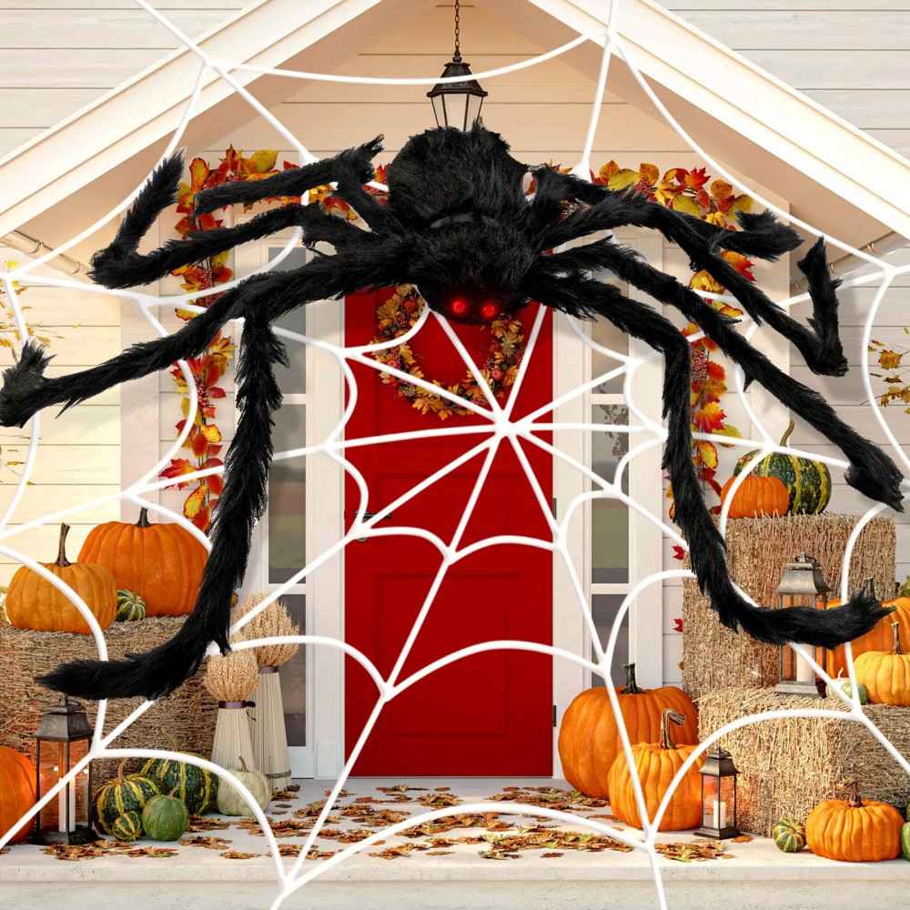 SKU-05-4ft Giant Fake Spiders_ 16ft White Fake Spid