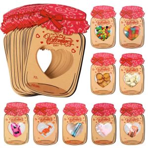 Bulk 50-Pack Valentine Cards for Kids – Mason Jar Design for School Events