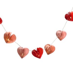 Red Paper Heart LED String Lights – Battery Operated Valentine Decor OEM