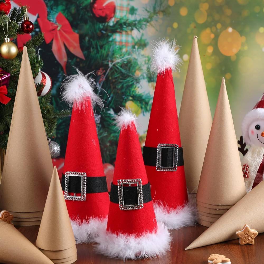 Ceenna 6 Pcs Paper Mache Cones Open Bottom Cardboard Craft Cones for Christmas Tree DIY Gnomes Ornament Multiple Sizes Tree Decorations DIY Art Crafts 13.8x5, 9.8x3.9, 5.9x2.75 Inch (4)