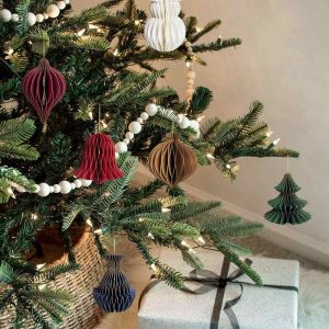Christmas Party Decorations 6 PCS 3D Paper Honeycomb Ornaments Glitter Christmas Hanging Ornament for Tree Decor New Years Party 7