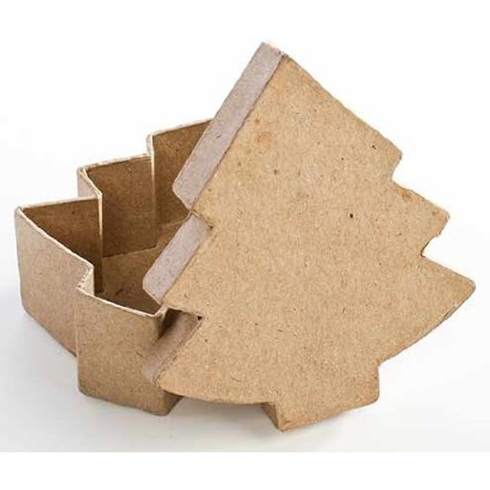 Factory Direct Craft Paper Mache Christmas Tree Box-(12 Pieces)