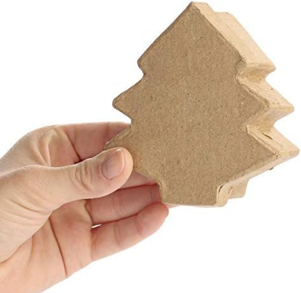 Factory Direct Craft Paper Mache Christmas Tree Box-(12 Pieces) These Papier Mache Tree Boxes With Lids are Easy to Decorate for the Holiday Season (3)